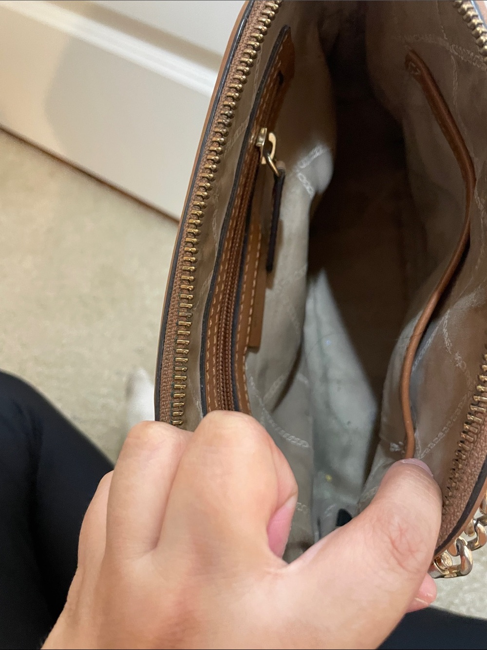 MICHAEL Michael Kors Beige and Brown MK Logo Crossbody Bag - Picture 7 of 7
